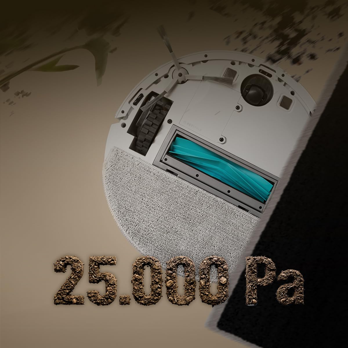 Cecotec Robot Aspirateur - Base Auto Vidange 3L - IA - 2500Pa - Conga Y90 Pearl. Autonomie 240min en Mode Éco, Brosse Silicone, Idéal Maisons avec Animaux, Bluetooth et WiFi, 2 Serpillières