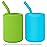 WeeSprout Silicone Baby Cups With Straws and Lids, 4 & 8 oz Options, Set of 2, Food Grade Toddler Training Container, Built In Straw Stoppers, Measurement Markings, Dishwasher Safe + Straw Cleaner