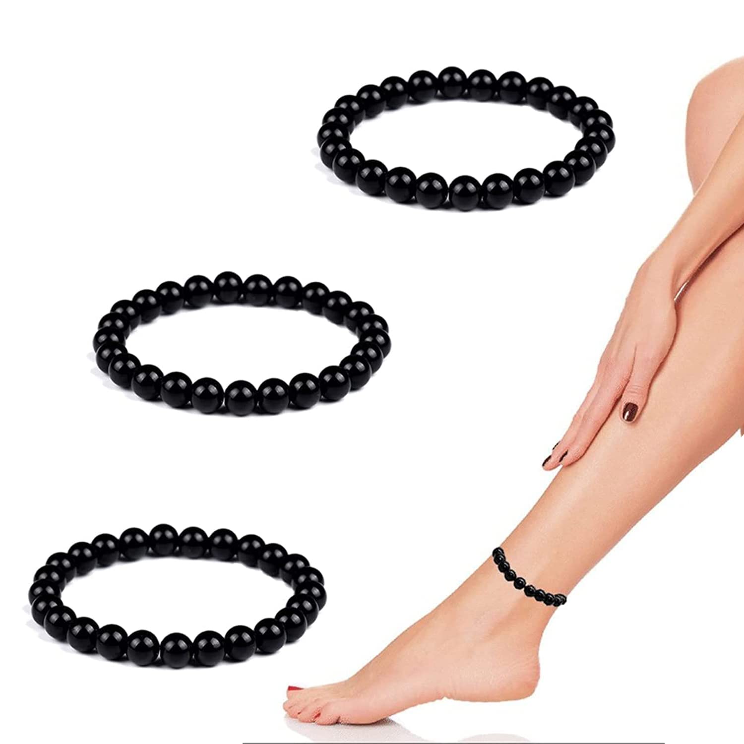 Cavigliera Ossidiana Nera Magnetica - Bracciale Drenante Antigonfiore E Antistress - Foto 4
