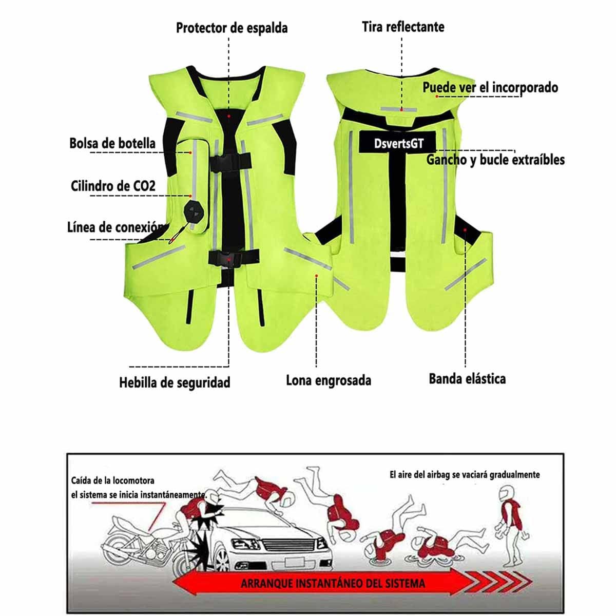 Miglior Airbag di Sicurezza Protezione Moto Corsa Equestre Equitazione Airbag Gilet Airbag Giacca,M-blackshort