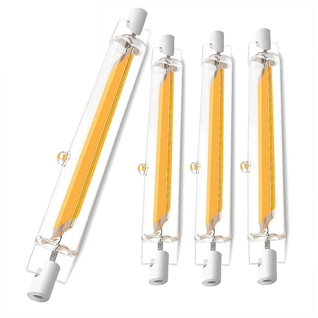 Aouppert LED R7S 78mm 10W Dimmbar, Warmweiß| T3 R7S LED Stab 10W Ersatz für 100W Halogen Leuchtmittel, AC/DC 220-240V, 3000K 1000LM, 360°Abstrahlwinkel, Kein Flackern, für Flur/Stehlampe, 4er Pack