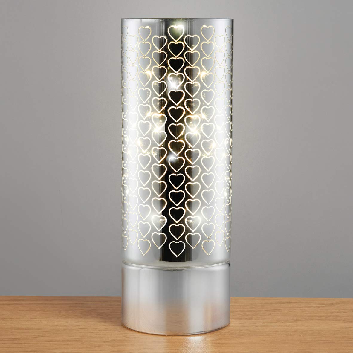 Anika Silver With Hearts Led Tube Lamp | Stylish Design | Timer Function | Warm White Led (Heart)