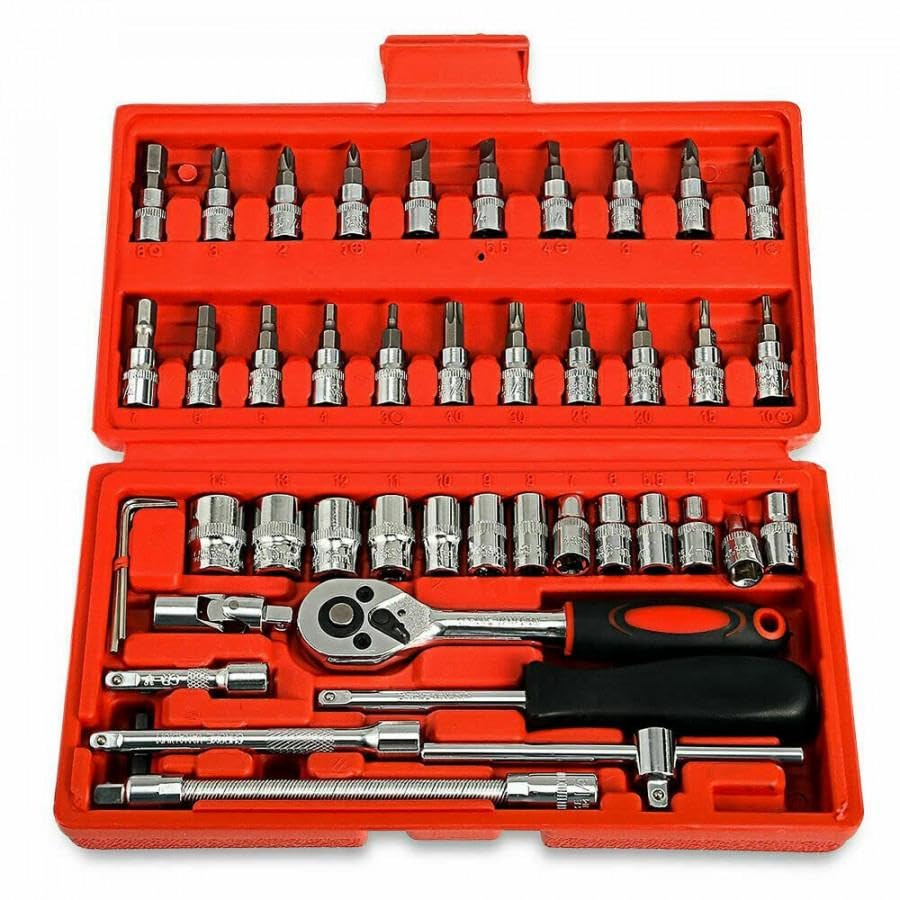 Ske24 46 in 1 Pcs Tool Kit & Screwdriver and Socket Set Multi Purpose Tool Case| Essential DIY| Repair Tool Set for Home and Office (Color May Vary)