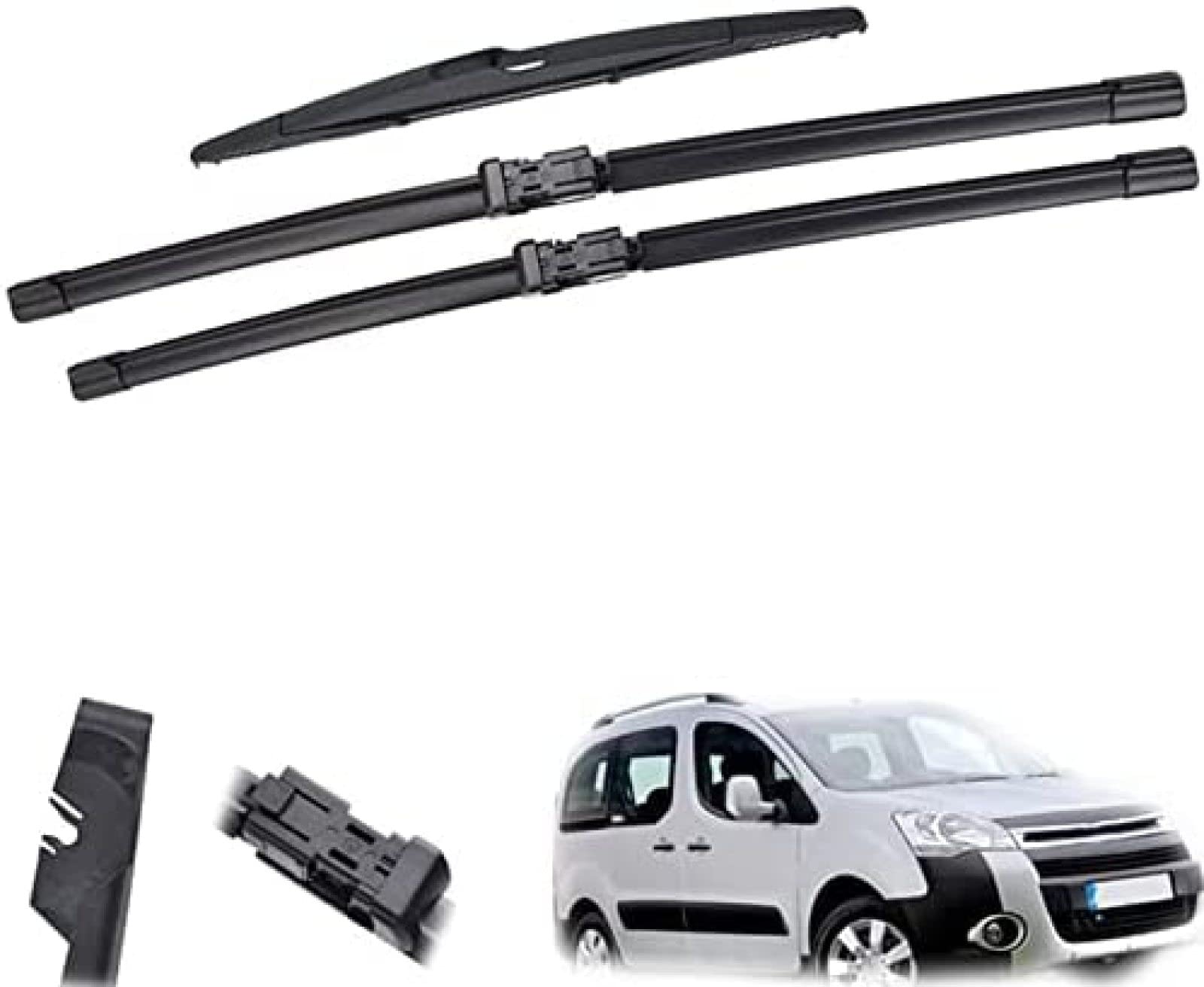 Juego de escobillas limpiaparabrisas Delanteras y traseras de 26 "16" 14 "para Citroen para Berlingo B9 2008 2009 2010 2011 2012 2013 2014 2015 2016 2017 limpiaparabrisas de Ventana