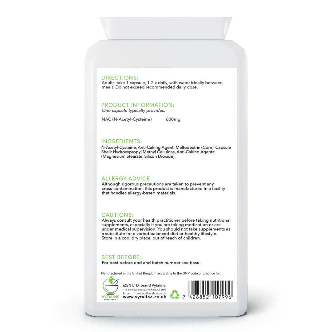 NAC NAcetyl Cysteine 600mg Supplement, High Dose NAC Vitamin Liver