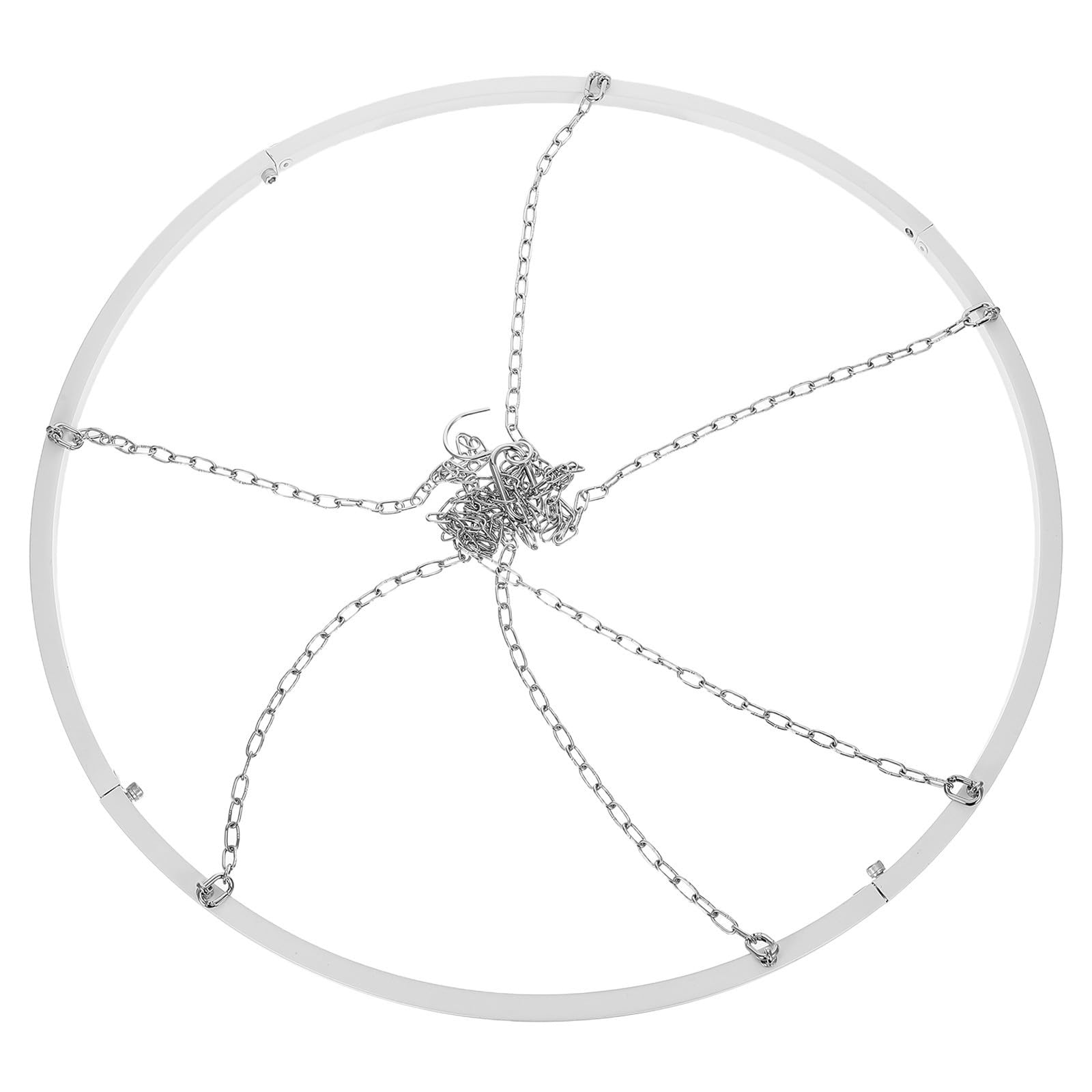 Support de Rideau Suspendu Rond en Acier Inoxydable Argenté, Robuste et Détachable avec Chaînes et Crochets, pour Extérieur et Salle de Banquet