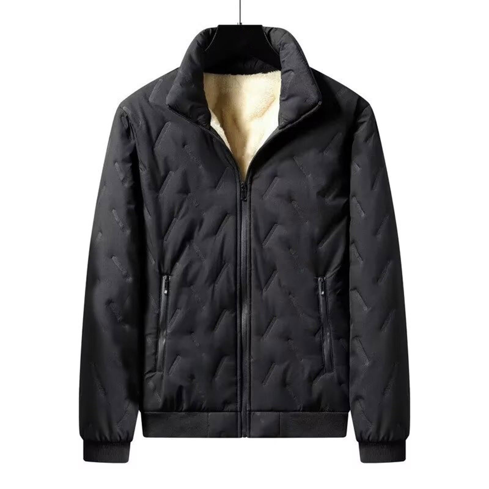 Set di piumino e pantaloni da jogging da uomo, in pile, impermeabile, spessa, con colletto alto, in piumino, per l'inverno, per attività all'aperto, set da due pezzi