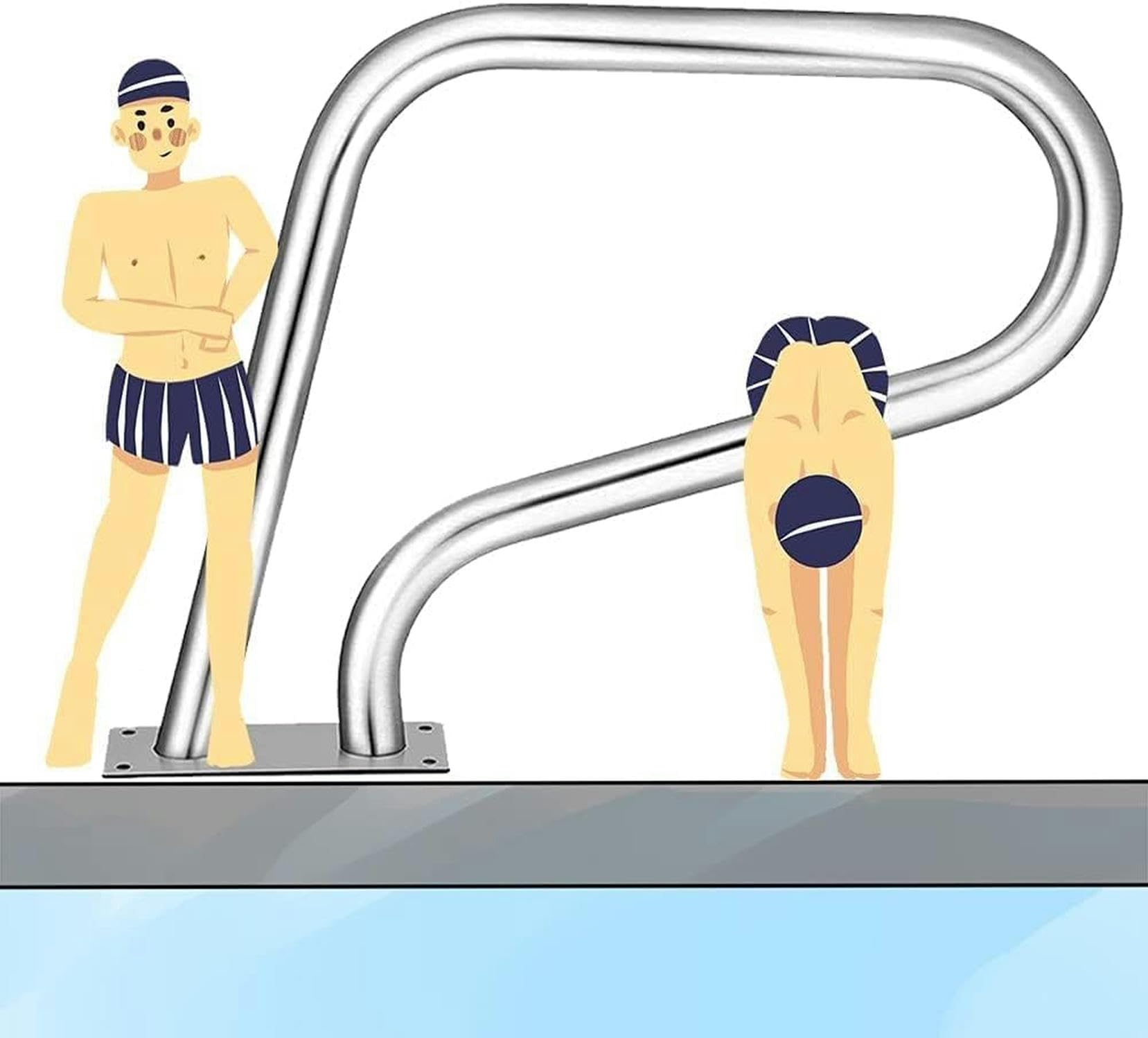 Main courante de la piscine en inox poli de 1,5 mm d'épaisseur durable