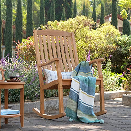 Cambridge Casual Wooden Arie Patio Porch Rocking Chair For Outdoor, Single Item/Natural Teak #TOP4