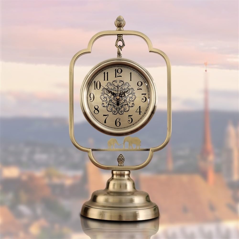 Reloj De Sobremesa De Metal con Esfera De 7 Pulgadas, Ideal para El Hogar. Decoración De Mesa para Sala De Estar, Dormitorio Y Estantes.
