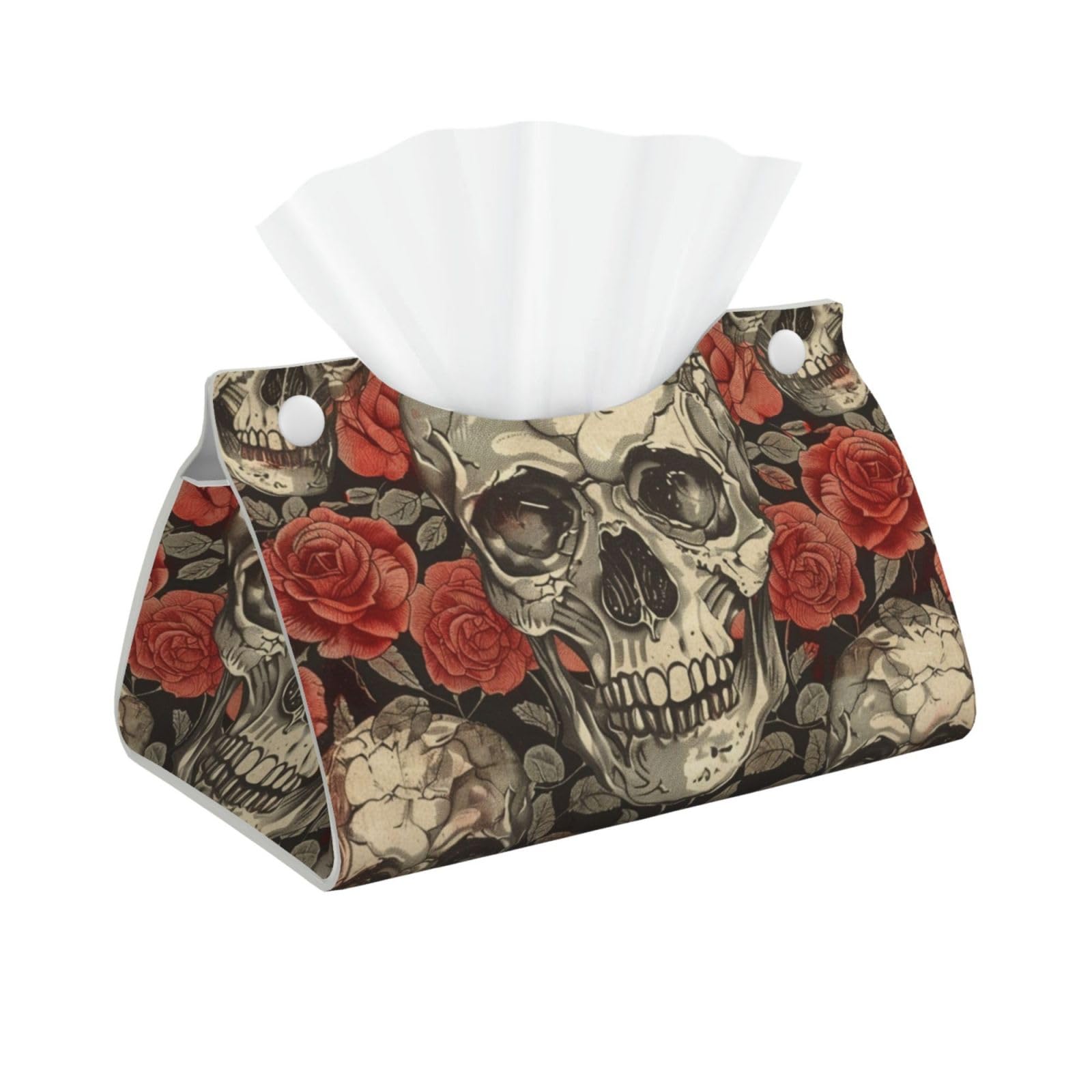Taschentuchbox-Abdeckung Mit Totenkopf-Motiv – Aus PU-Leder, Wasserabweisend, Für Bad, Auto & Tisch