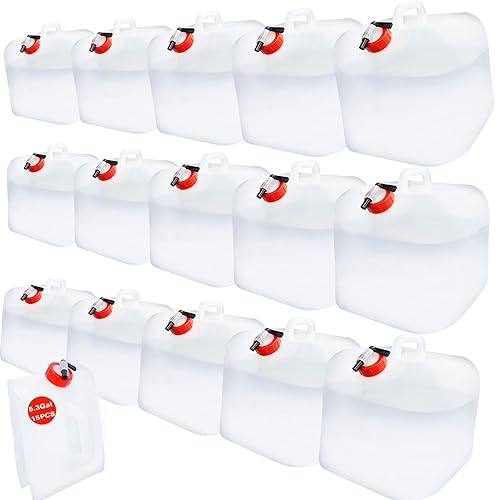 WMXWAN Contenedores de almacenamiento de agua de 80 galones (300 litros), almacenamiento de agua de emergencia, 15 piezas × 5.3 galones20 litros,