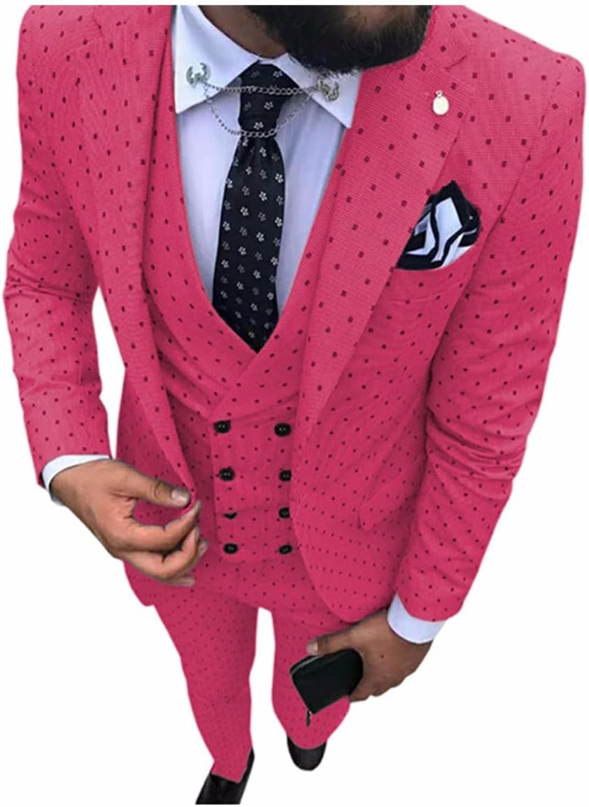 Polka Dots Men Suits Tailor-Made Blazers 3Pcs Normal Business Causal Groom Wedding Prom