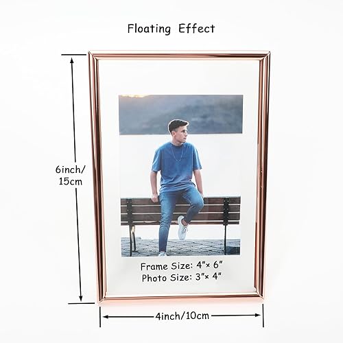 Vista 60 de Marco flotante de oro rosa de 6 x 8 pulgadas con corazón romántico, para tamaños de imagen de 5 x 7, 4 x 6, 3 x 5, marco de fotos de estante de oro