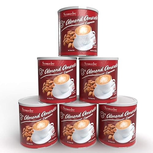 Victorian Inn Instant Cappuccino – Sabor almendra Amaretto – Mezcla de café cremosa y deliciosa – Gran caliente, frío o mezclado – Ideal con crema