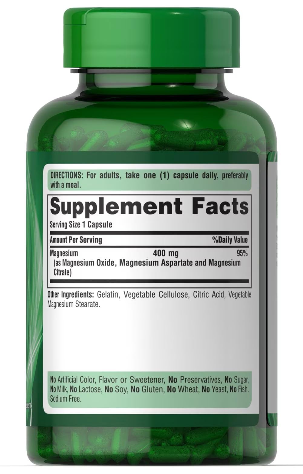 Puritan's Pride Triple Magnesium Complex 400mg, 120 Rapid Release Capsules — Amazon image 3