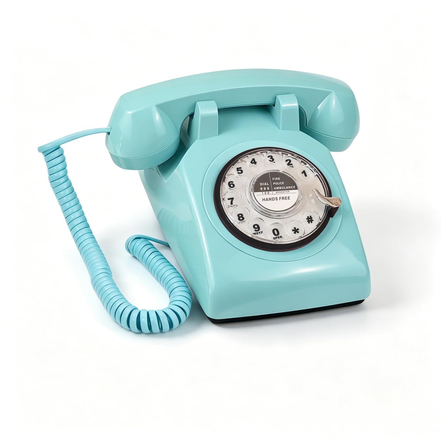 Retro Design przewodowy telefon stacjonarny, klasyczny vintage staromodny obrotowy cyferblat telefon stacjonarny dom biuro hotel wystrój, niebieski