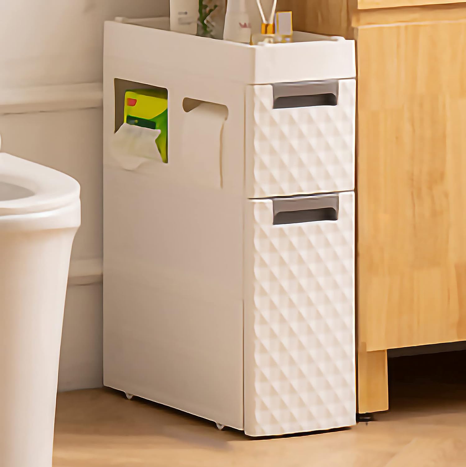 Small Bathroom Storage with Moveable Drawers Slim