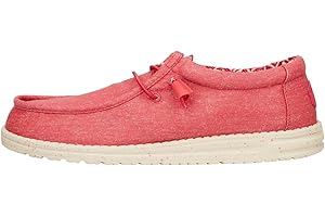 Hey Dude Red Men's Wally Stretch Canvas Slip-On Loafers