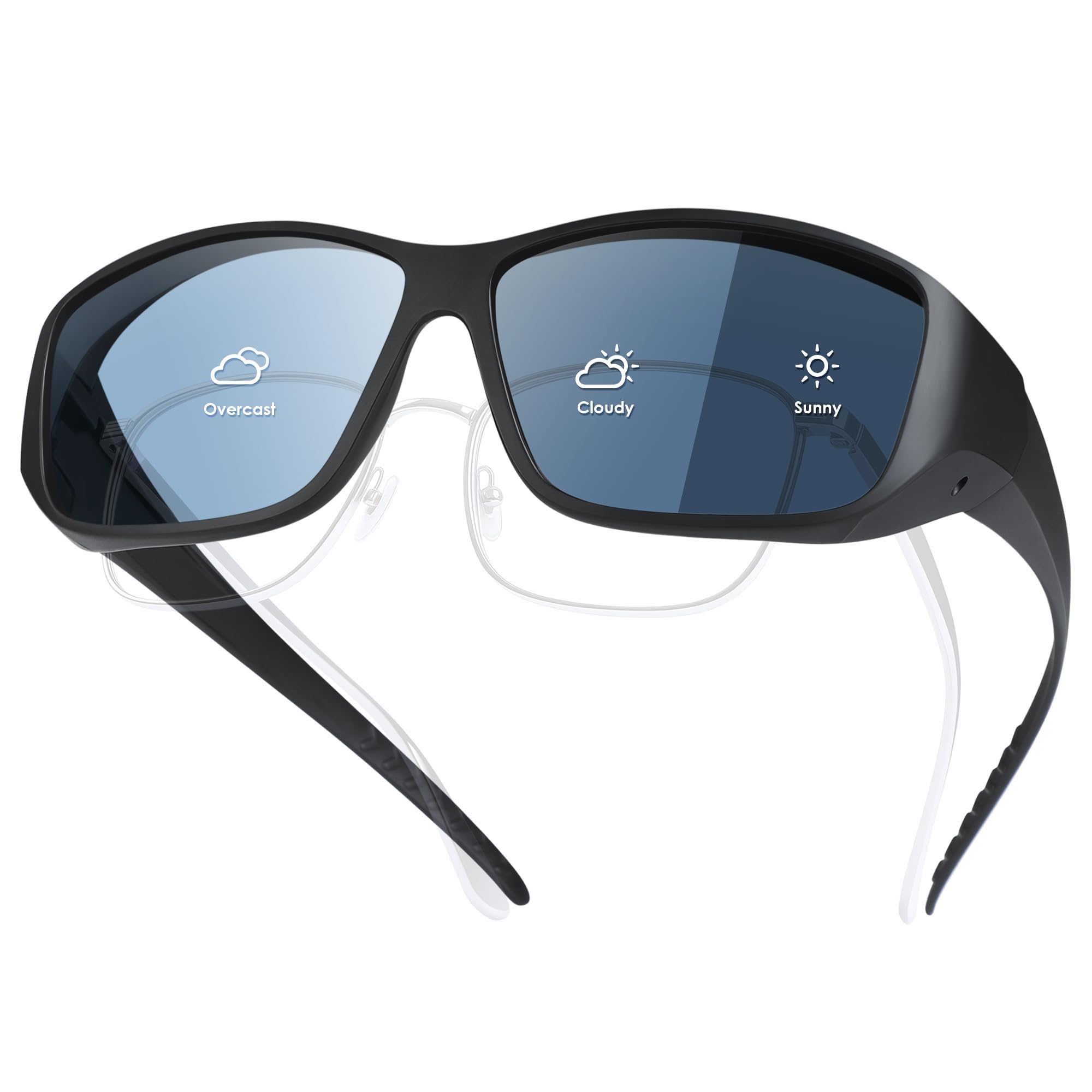 TINHAO Photochromic Polarised Fit Over Sunglasses for Prescription Glasses