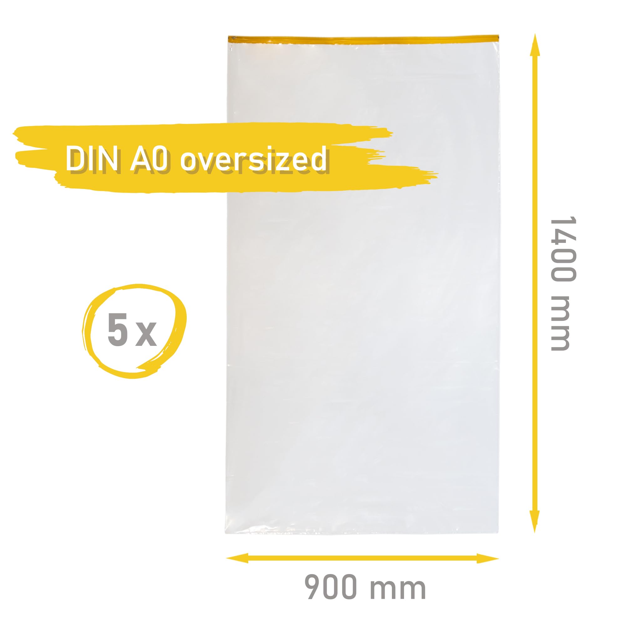 Planschutztaschen DIN A0 oversize, DIN A1, DIN A2, DIN A3, 700 x 1200, 900 x 1400, 1000 x 1350 für Baupläne, Planschutzfolie, Planschutzhülle (900 x 1400 5er Pack DIN A0 oversize)