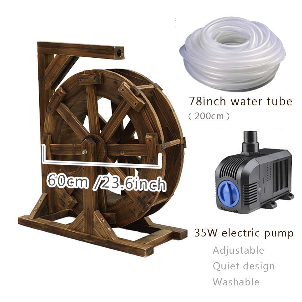 Amazon.co.jp: ポンプ付き木製水車噴水、禅屋外機能池の装飾 : ペット用品