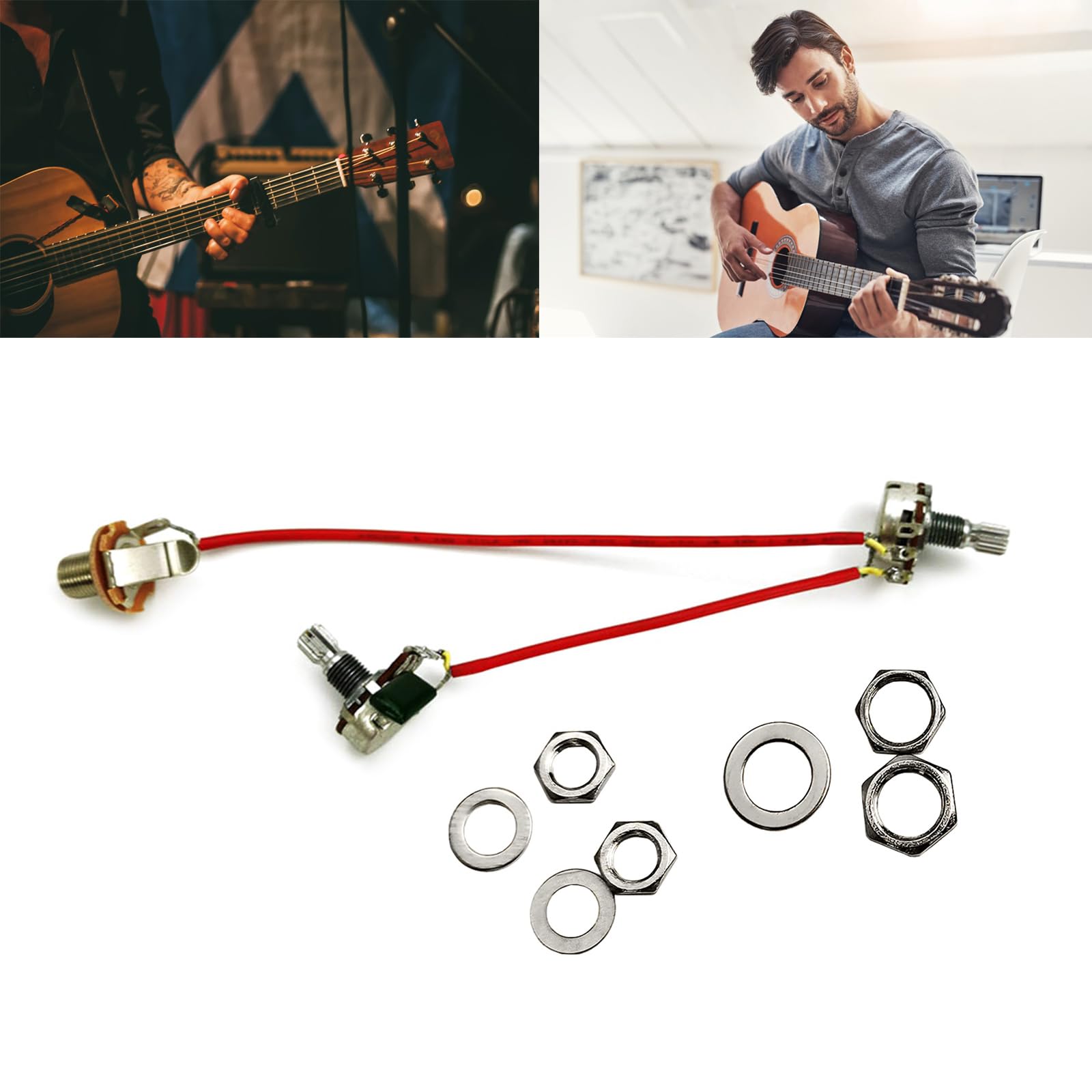 Electric Guitar Flat Metal Square Jack Plate Standard 4 Holes with Screws Neck Plate Compatible with Strat Tele Style Electric Guitar Jazz Bass Parts Replacement Pack of 2, Black