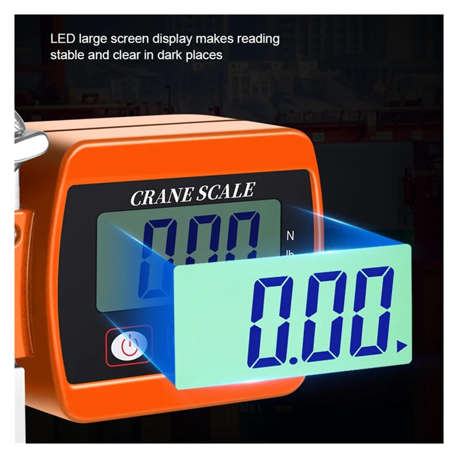 Báscula de grúa digital de 0,05 a 500 kg, báscula colgante industrial, báscula de gancho colgante de alta resistencia, herramienta de pesaje Retención y tara(500kg-Orange)