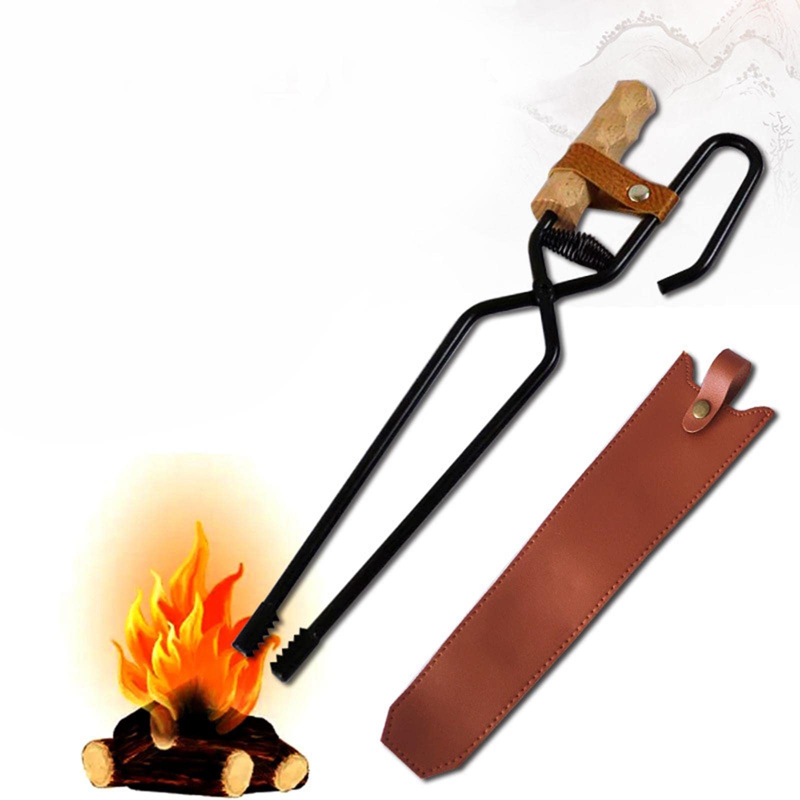 Fireplace Tongs Fire Place Picnic Heat Insulation Outdoor Fire Tongs Leather Case|Home Decoration Items for Living Room Durable Home Garden Tool Kit for Soil Cultivator-image-42