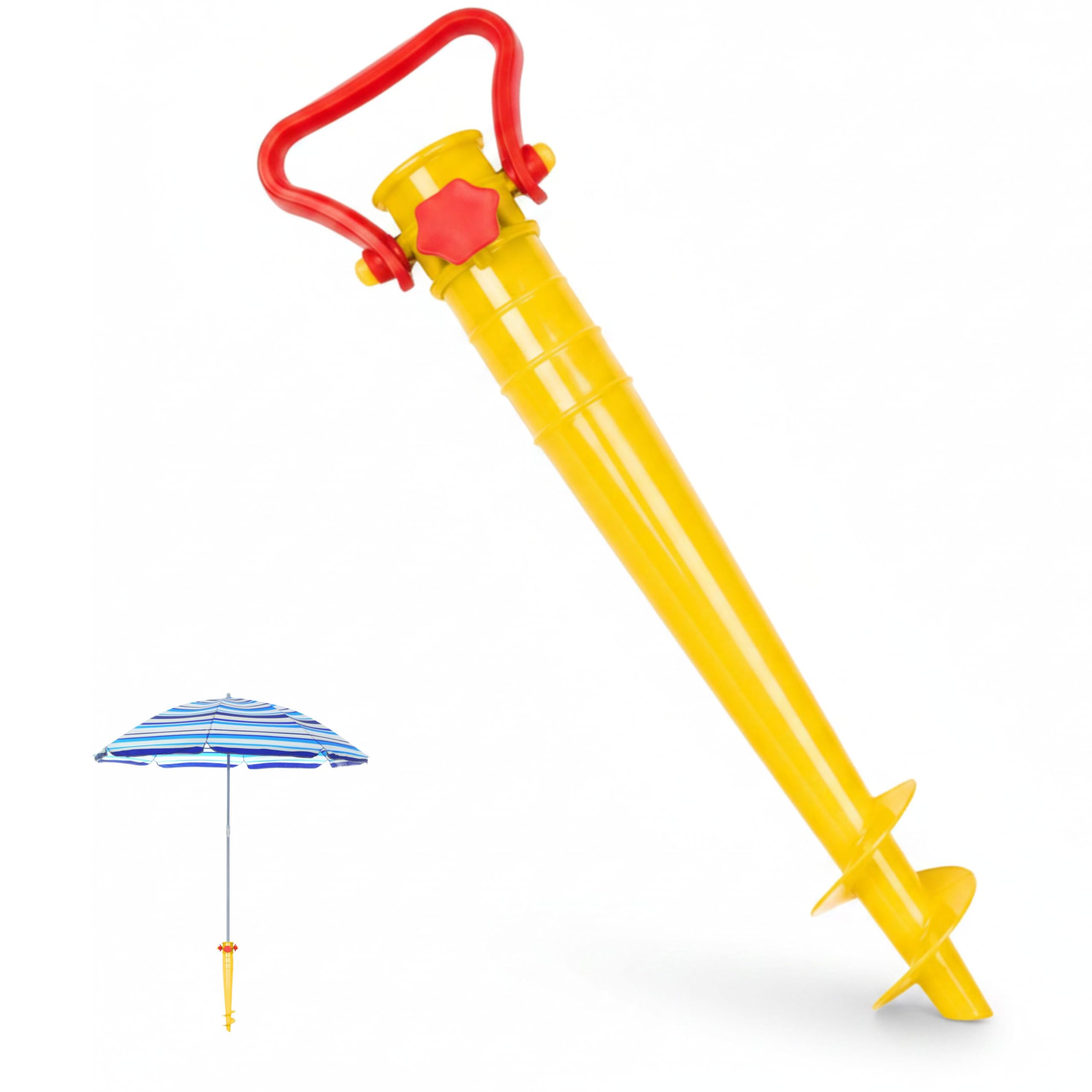 CLICLED Erdspieß Sonnenschirm für den Strand, 38 cm, Erdbohrer für Sand, Rasen, Meer, mit Anker-Schraube, winddicht, universell, drehbar, für schnelle Befestigung, Stabilisator aus ABS-Kunststoff