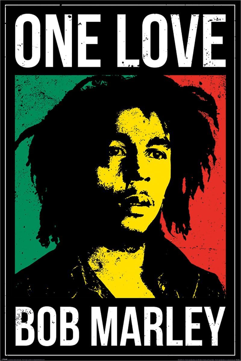 Grindstore Multicolour Laminated Bob Marley One Love Maxi Poster Large Wall Art Print, Wall Decor, Home Office Classroom Decoration, Gift Idea, Decorative Print 91.5X61cm