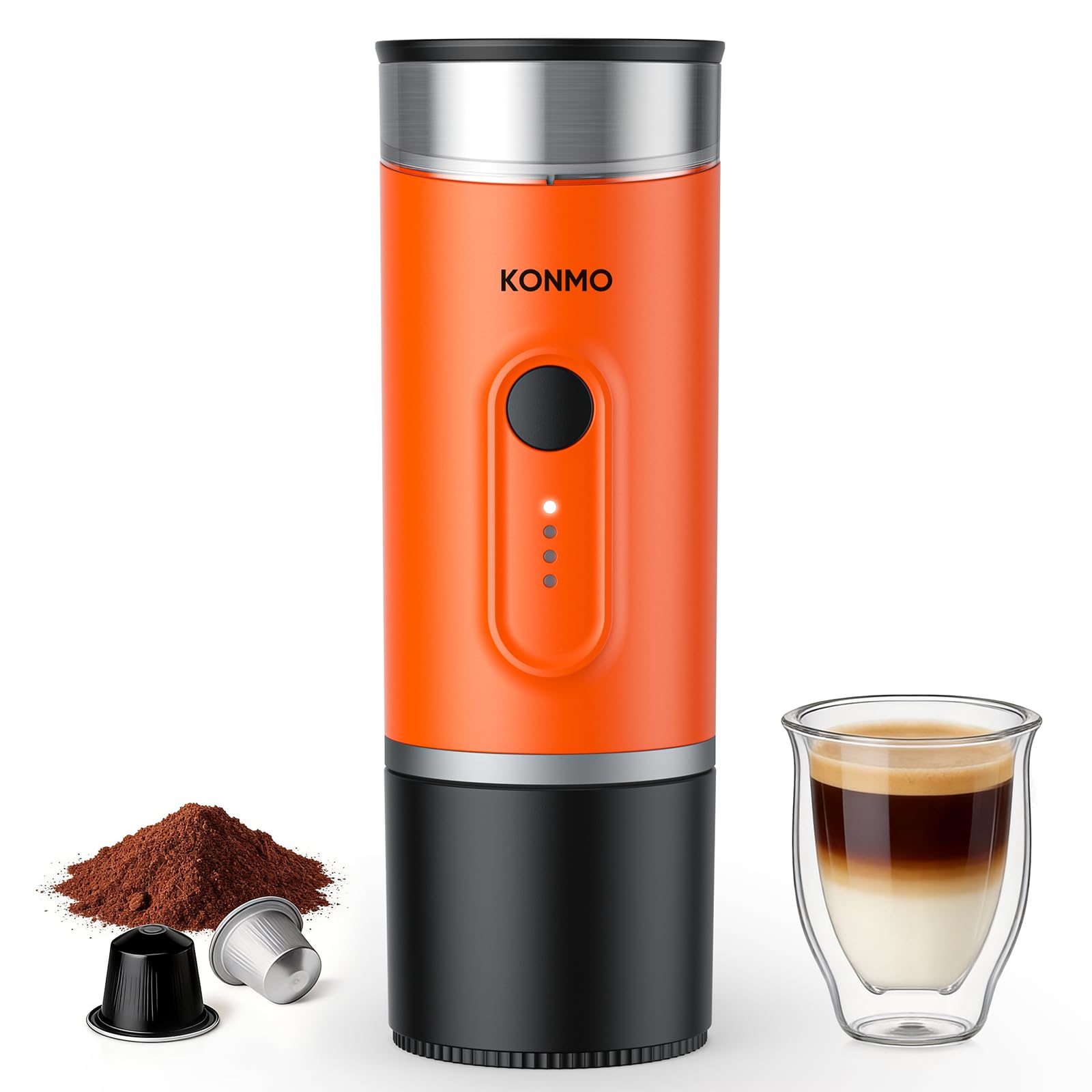 MyCampix Portable Espresso Machine with Self-Heating System, 15 Bar Travel Coffee Maker, Compatible with Capsules & Ground Coffee, USB-C Rechargeable Coffee Machine for Camping, Office & Travel - 2