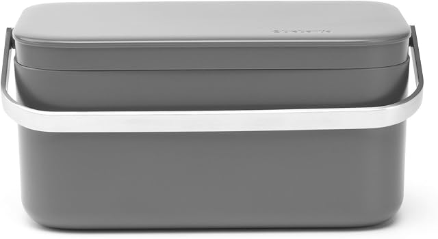Brabantia 117541 Small Worktop Food Caddy with Handle - Dark Grey, 12.7 x 22.1 x 10.7 cm