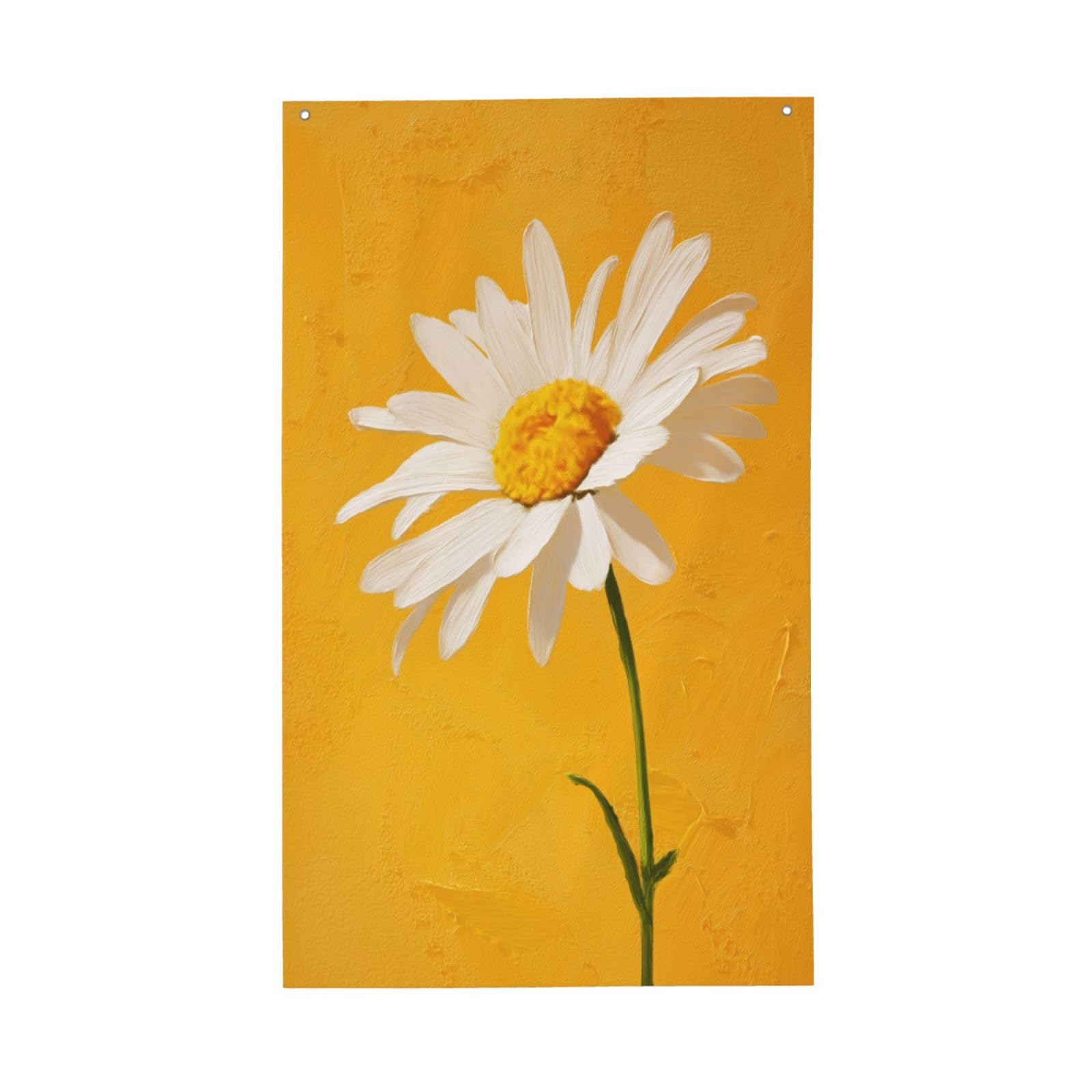 Chamomile Flower On Yellow Yard House Flags,3x5 Ft Season Greeting Banner With Grommets Indoor Outdoor Party Home Decorations