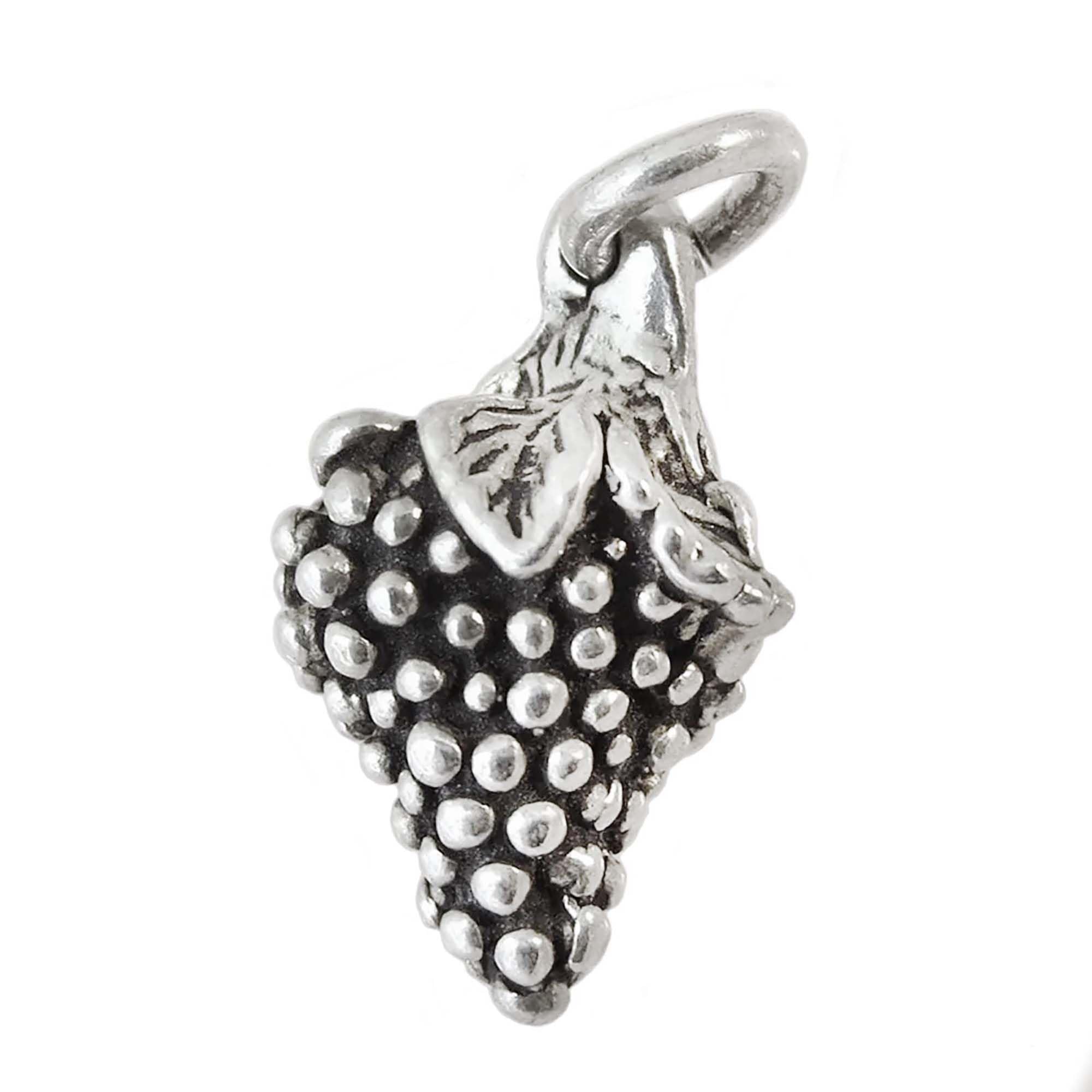 Cluster of Grapes Fruit 3D 925 Solid Sterling Silver Charm Pendant Bracelet Jewelry Making Supply