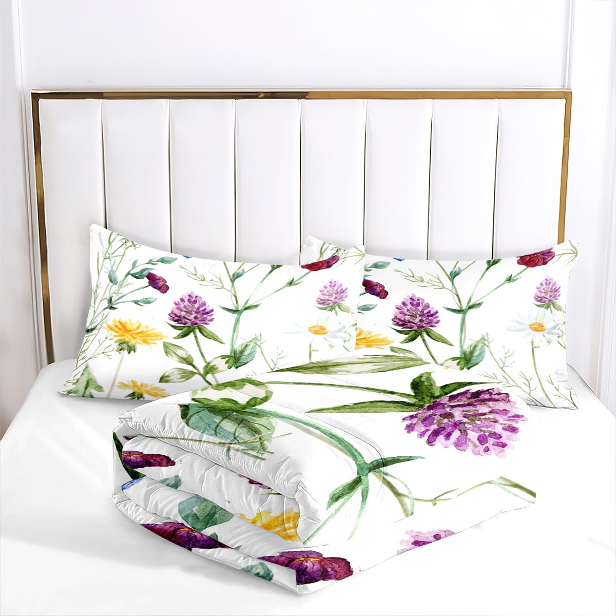 Bettdecke 220x240 cm 4 Jahreszeiten Bettdecke, Bunter Blumendruck Mikrofaser Steppdecke, Weiche und Bequeme Ganzjahresdecke, Deal für Allergiker