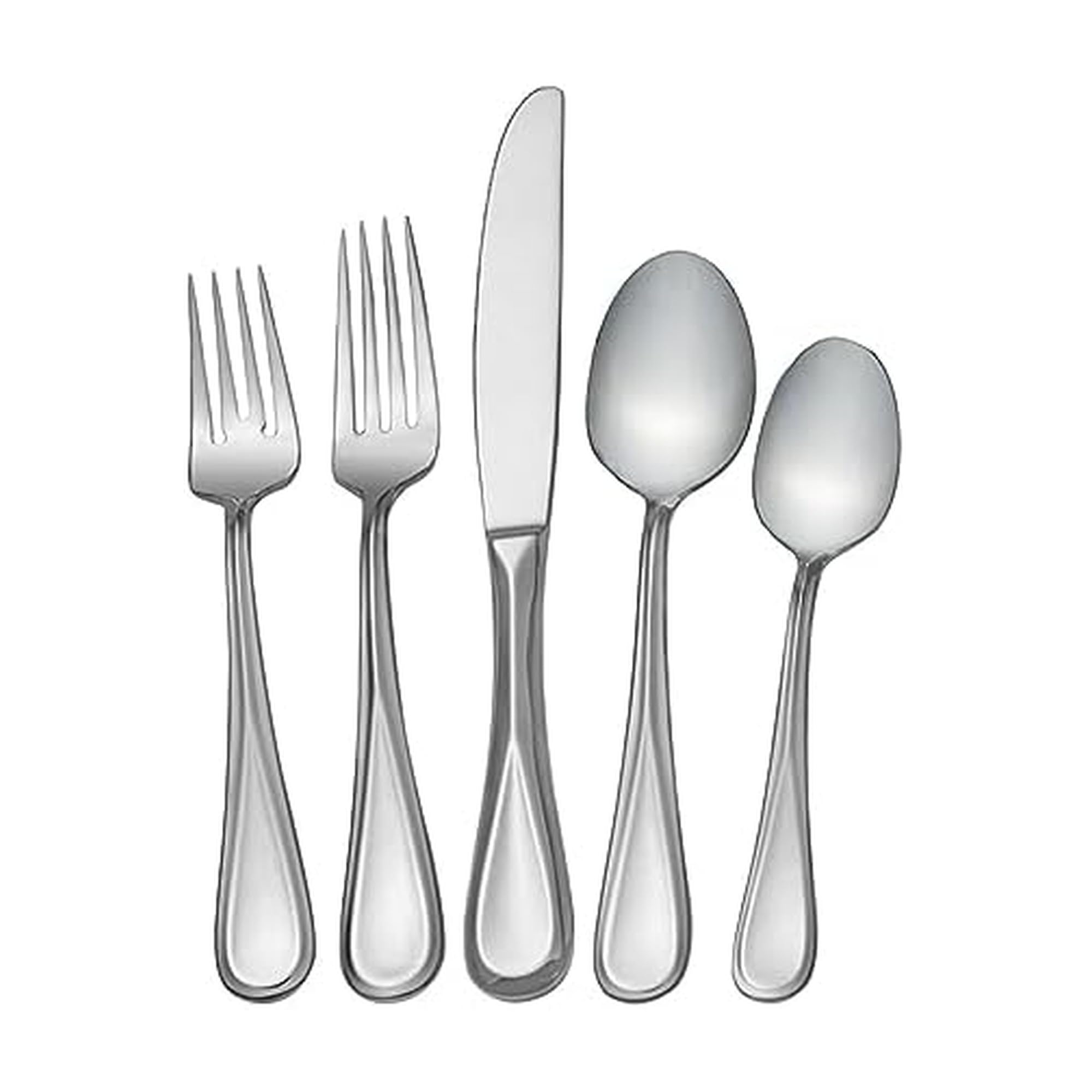 Mikasa Bravo 101-piece silverware set, 18/10 stainless steel cutlery set for 12, includes 5-piece serving utensils set, plus 12 coffee spoons