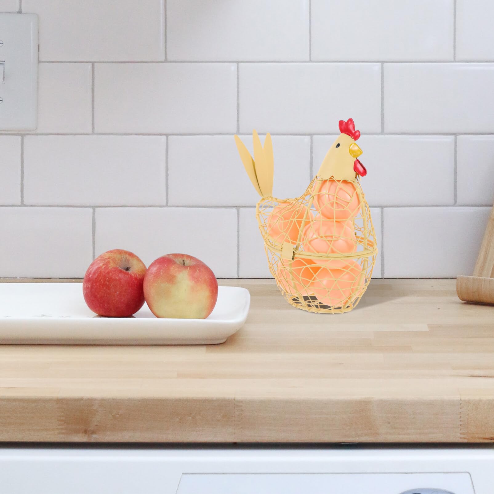 Panier à œufs En Fil Métallique Forme De Poule - Décoratif Et Pratique, Grand Capacité, Pour Comptoir De Cuisine (noir)