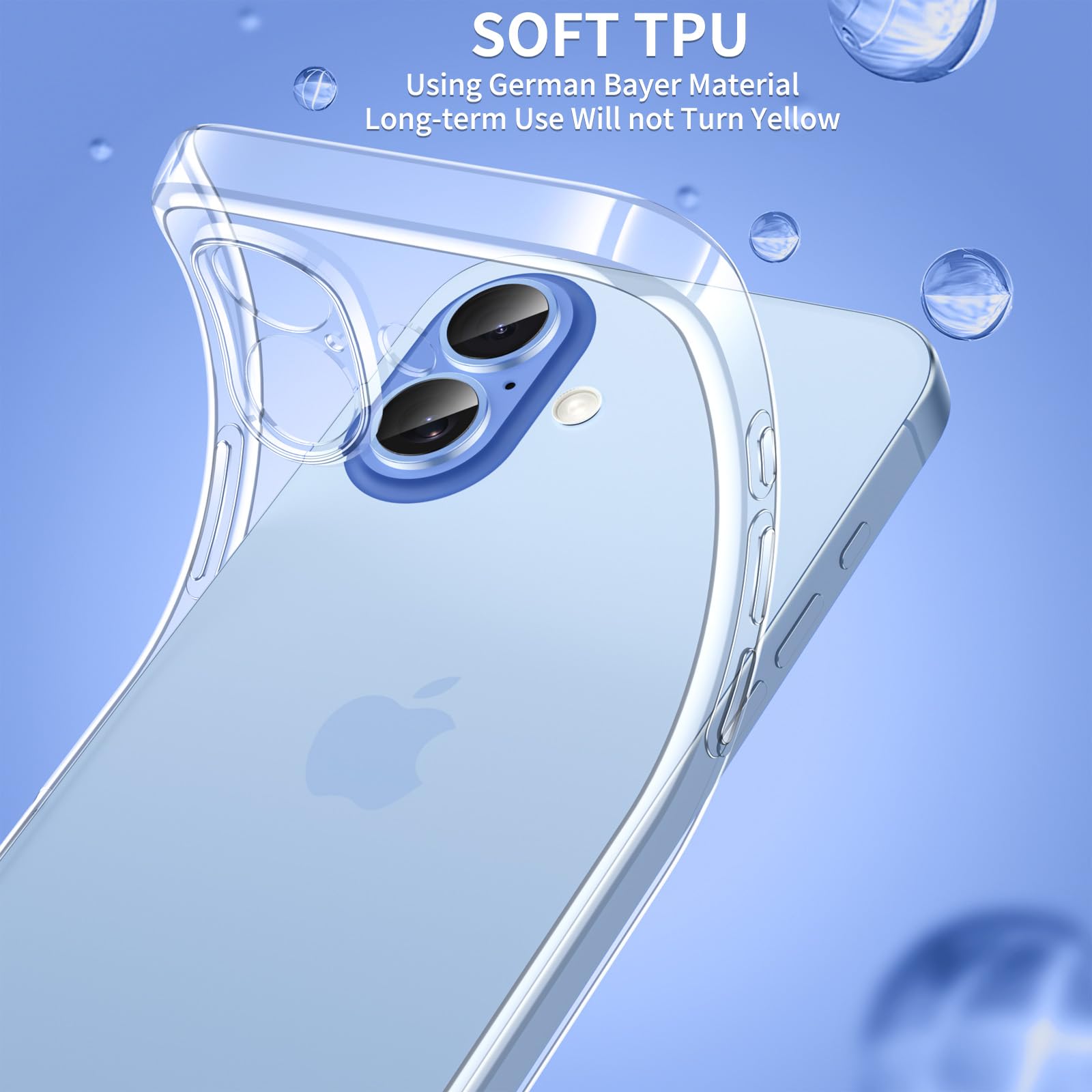 Phoona Cover per iPhone 17 Custodia con 2 Pezzi Pellicola Vetro Temperato,Ultra Sottile Trasparente Silicone Protettiva Case per iPhone 17 Sottile Morbida Antiurto Cover