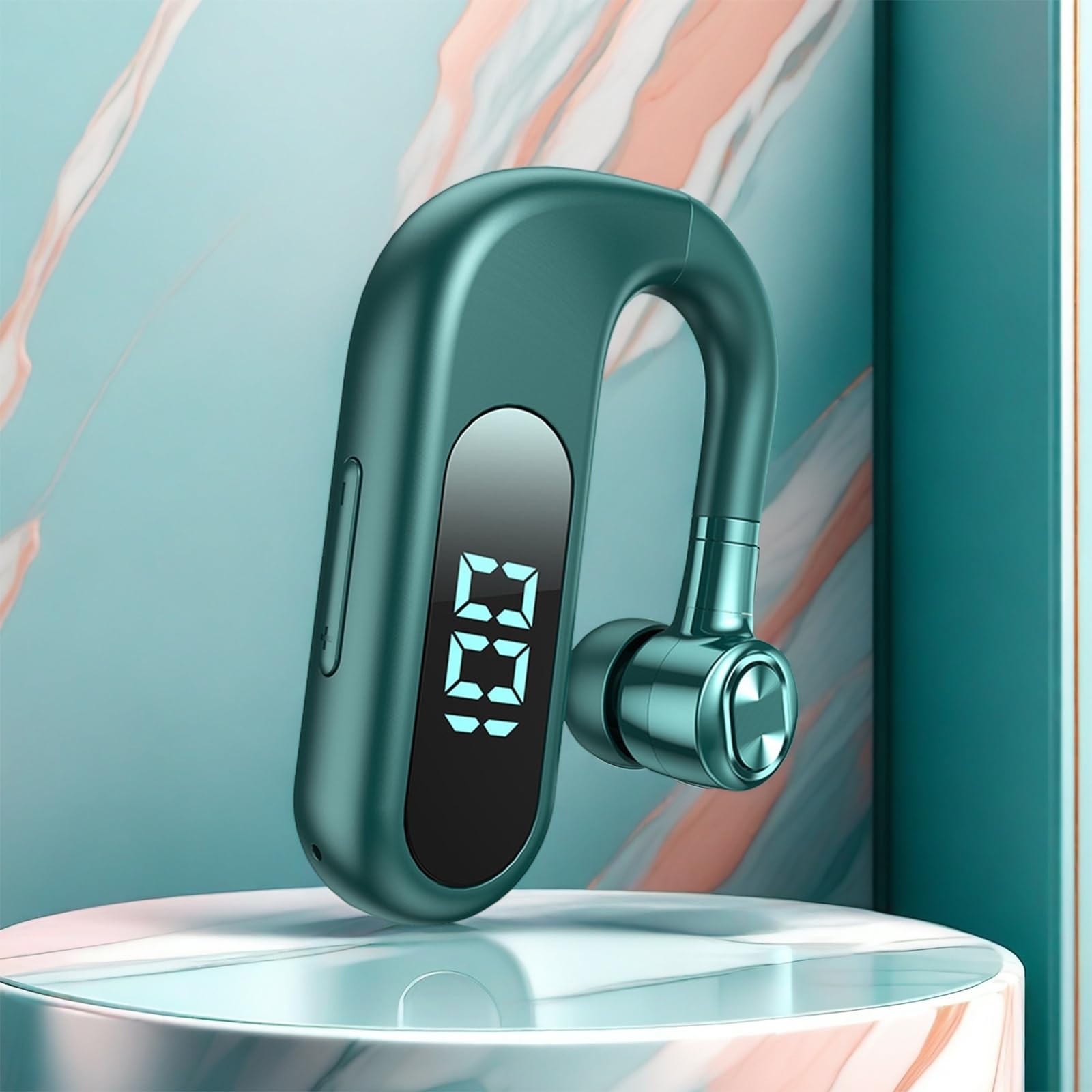 Single Ear Bluetooth Headphone V5.2 Single Noise Cancelling Wireless Earphones, Hands-Free Headset for Truck Drivers/Home/Office Work Left and Right Ear Compatible Painless Wear-V13(Green).