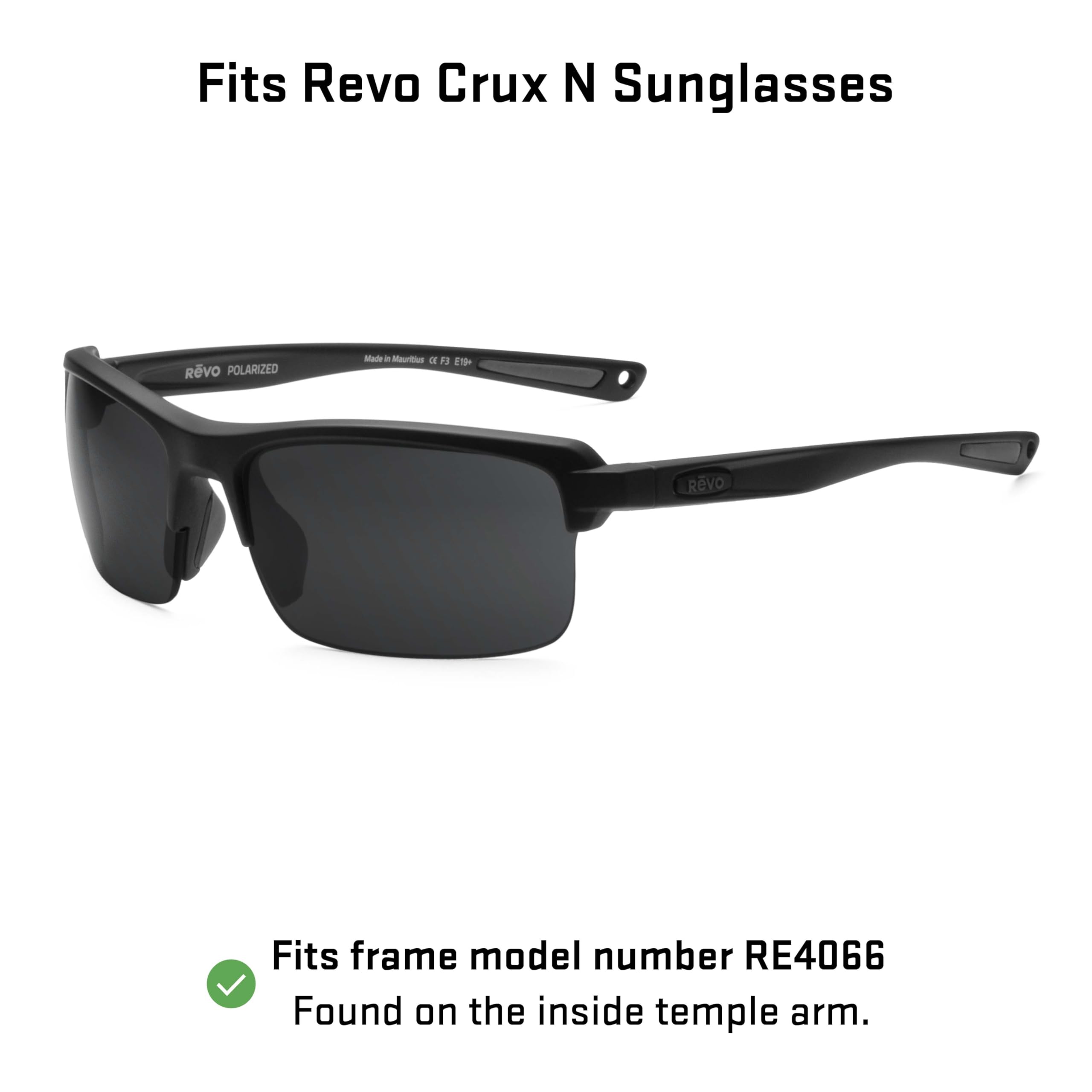 Revant Replacement Lenses Compatible With Revo Crux N, Polarized, Elite Black Chrome Mirrored
