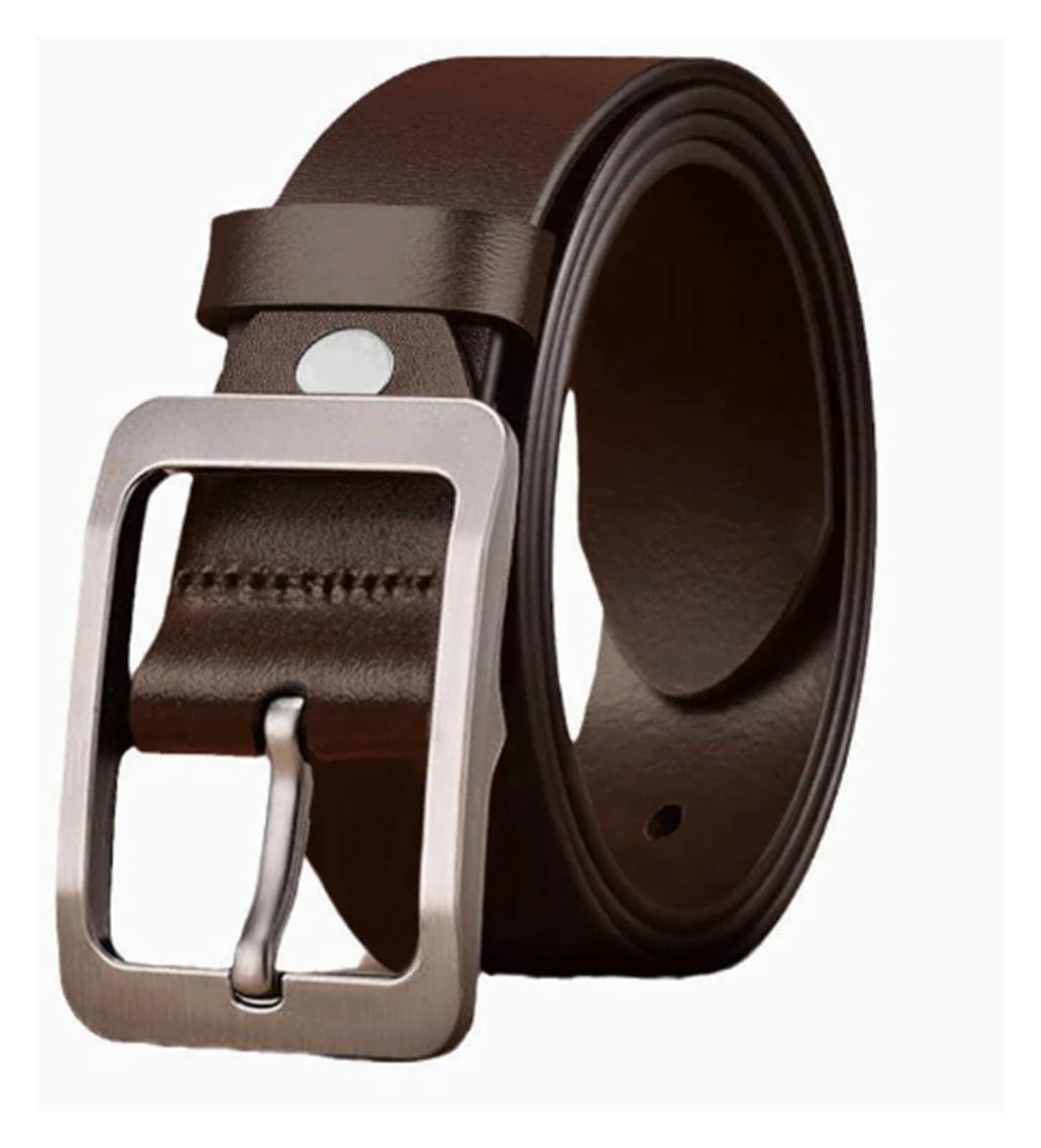 Cinturones de Hombre, Cinturones de Piel de Vaca for Vestir, Informales, de Golf y Vaqueros.(Brown,115cm)