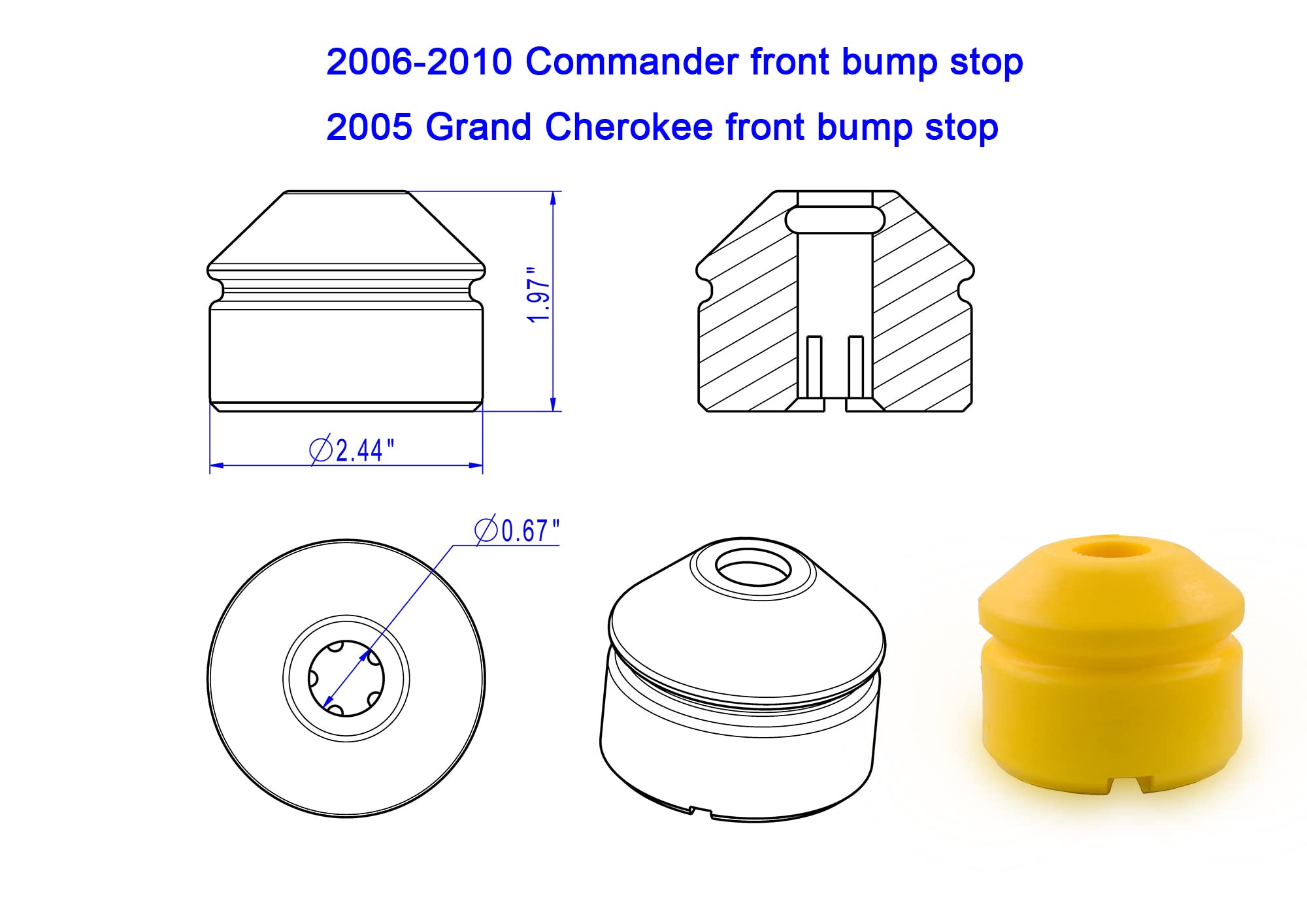 Rear Bump Stop Set - Polyurethane Foam Jounce Bumper For Jeep Commander & Grand Cherokee