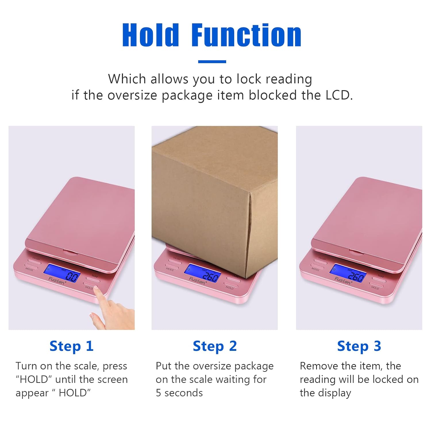 Fuzion Shipping Scale, Digital Postage Scale for Packages 86 lb/0.1oz with Hold and Tare, Postal Scale with Flip Holder, Package Scale for Small Business, Battery & AC Adapter : Office Products