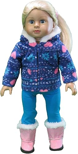 American Fashion World Juego de pantalones de copo de nieve azul y rosa para muñecas de 18 pulgadas  Calidad premium y diseño moderno  Ropa de