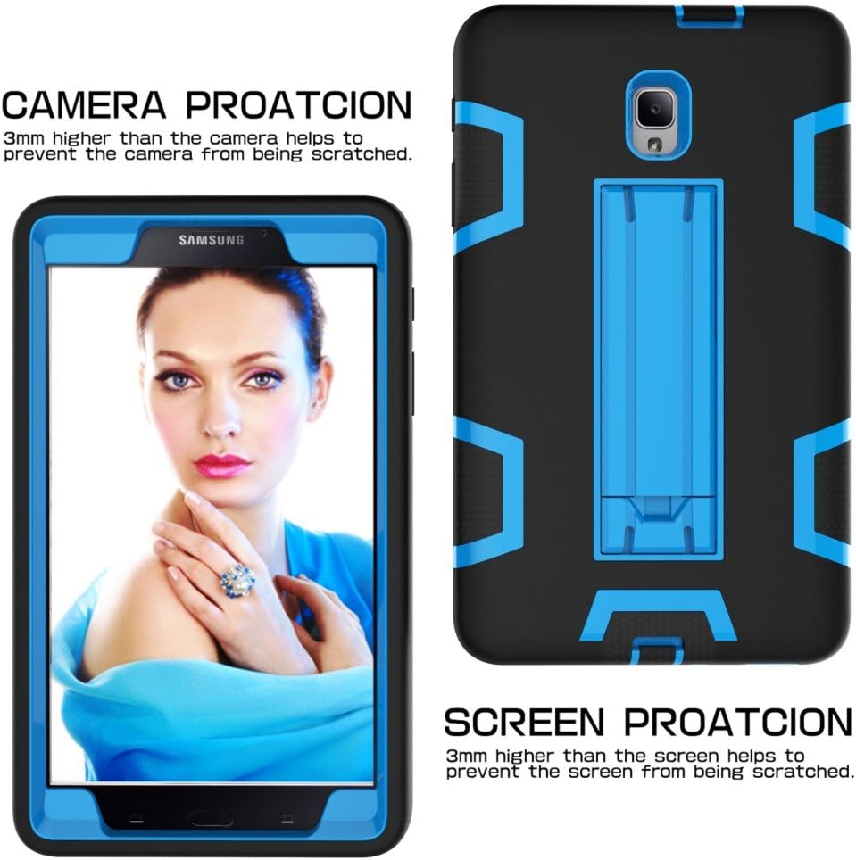 New Deal Tab A 8.0 2017 T380 Case DWaybox Shock-Absorption 3 in 1 Combo Hybrid Heavy Duty Armor Hard Back Case Cover for Samsung Galaxy Tab A 8.0 2017 SM-T380/T385/Tab A2 S 2017 (Black + Blue)