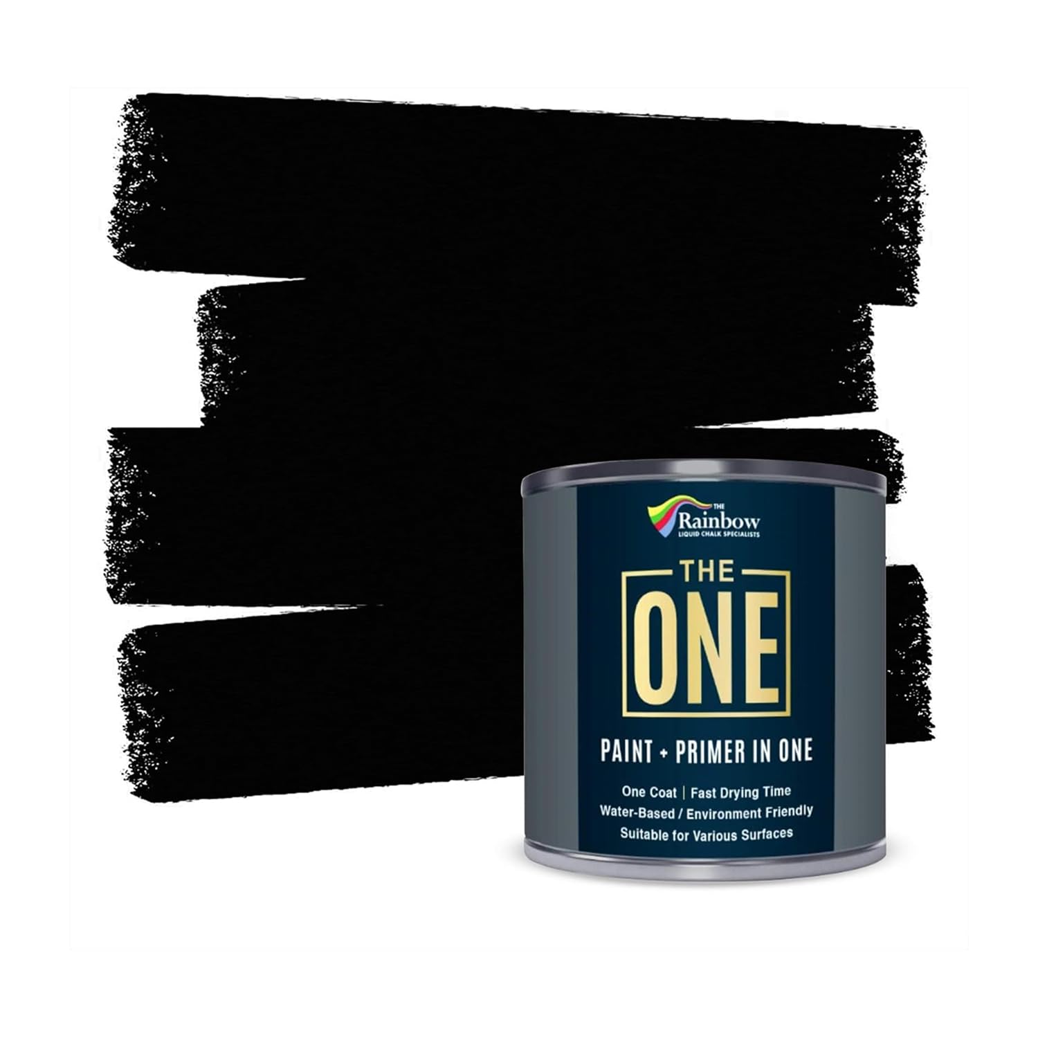 THE ONE All-In-One Paint & Primer - Black Matt, 1 L | Multi-Surface 1 Coat Formula | Easy Indoor & Outdoor Decorating for Home & Garden Walls, Floors & Furniture | Durable, Water-Based & Low VOC