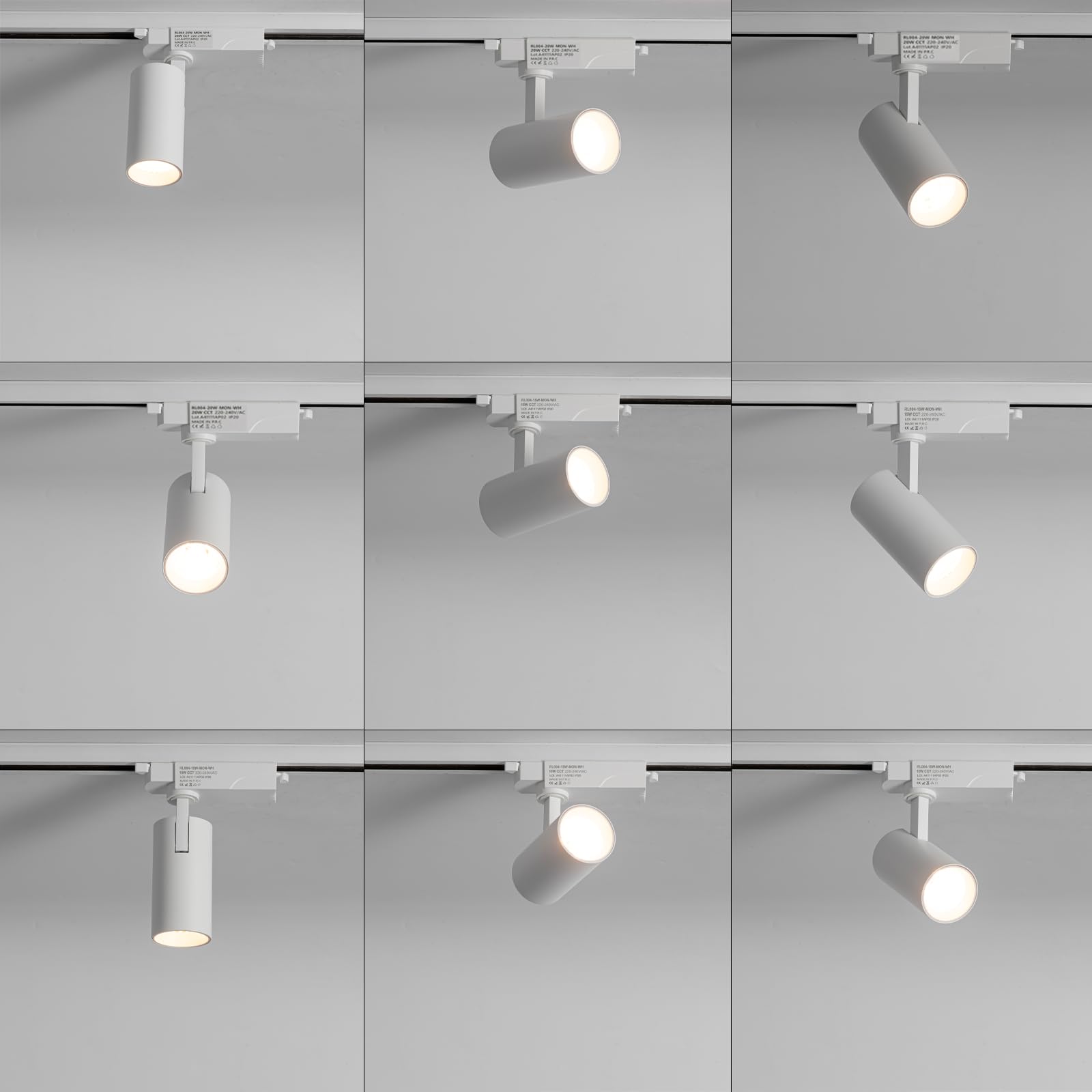Alpinaluz Foco LED para Carril Monofásico 20W 2000lm CCT Seleccionable 2700K-4000K-6000K Orientable Blanco Mate con Ángulo de Apertura de 40° para Iluminación Comercial y Residencial