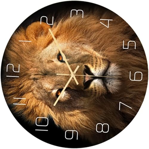 Miniatura 8 de ARTIBETTER 2pcs Lion Pattern Wall Clock Bathroom Wall Clock Kitchen Clock Decorative Wall Clock Round Wall Clock Old Man Gift Creative Wall Clock