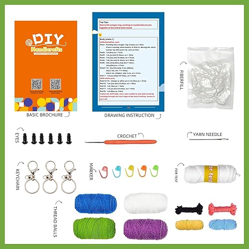 Miniatura 2 de NOTLATE 1 kit de ganchillo para principiantes con manual de instrucciones en inglés (idioma español no garantizado), incluye hilo y patrones para